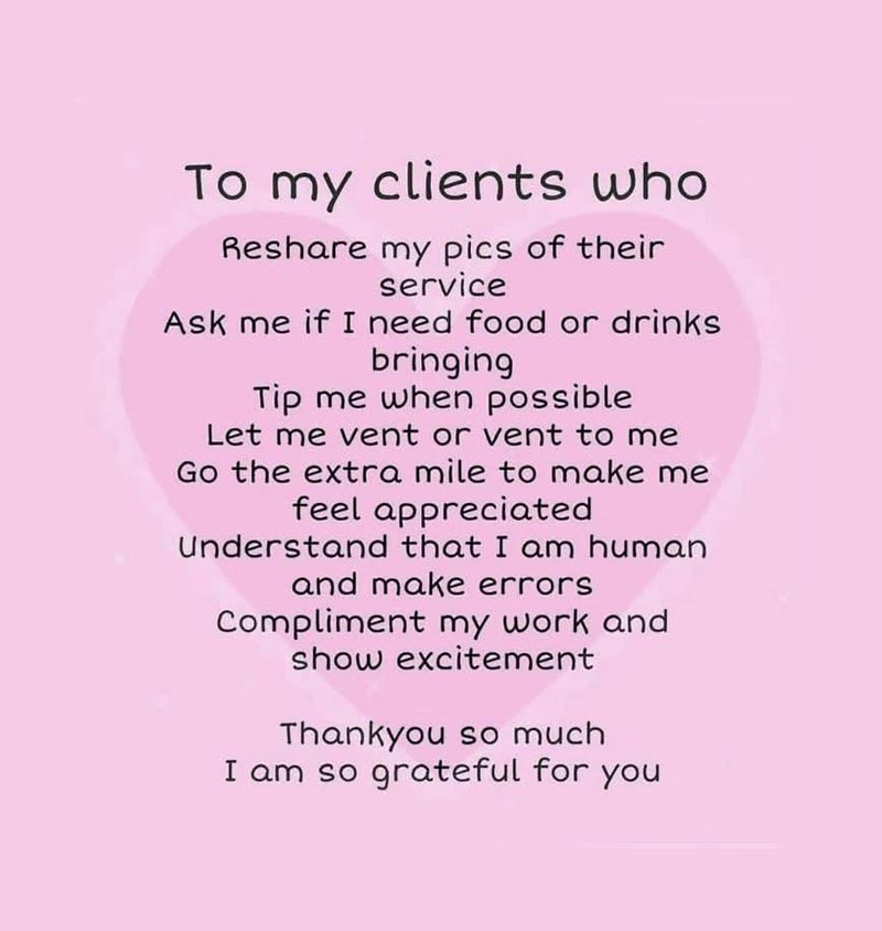 Peaches and Cream Nailroom - To my clients