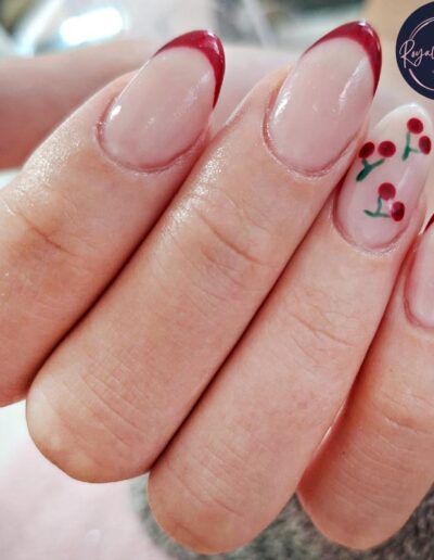 Royal Beauty - Red French with Cherry design nails