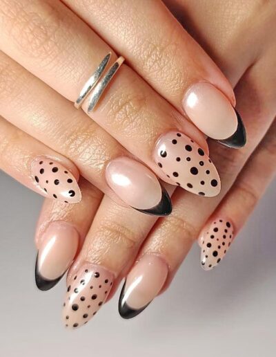 Queen Empire - Brackenfell - Nude and Black polka dot nails