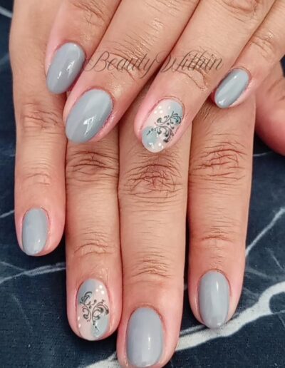 BeautyWithin - Nails - Pale blue with Nail art