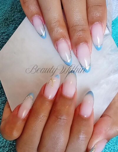 BeautyWithin - Pale nails with blue French tips