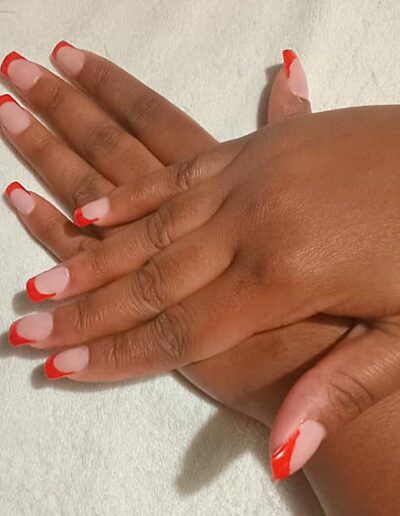 Essence of Youth - Red French tip nails
