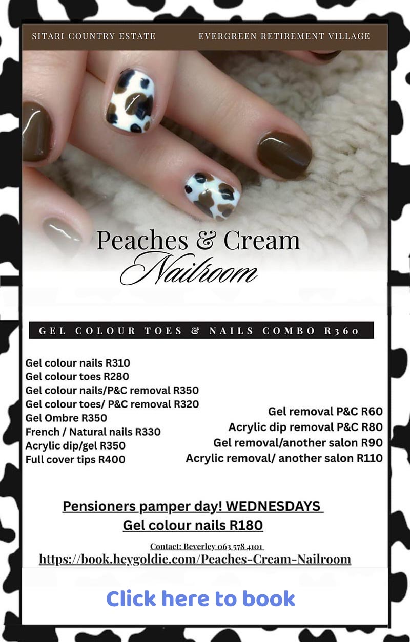 Peaches and Cream Nailroom - Pensioners Wednesday Price List 2