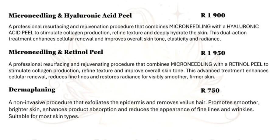 Synergy Skin and Body Studio - Price List - Essel Aesthetic Procedures
