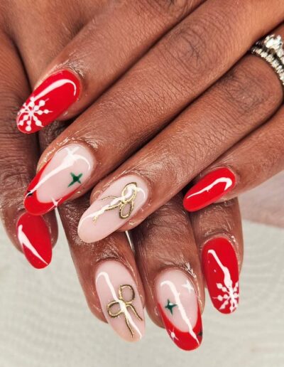 TiiQue - Red embellished Christmas Nails