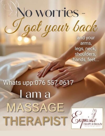 Exquisite Health and Beauty - I am a Massage Therapist - I got your back