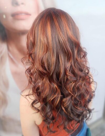 Belle Vee Hair and Beauty Studio - Red curled hair