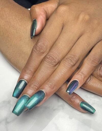 Grandeur Artistry - Green cateye Nails 2a