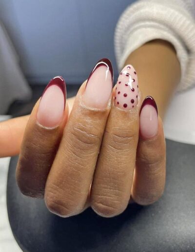 Grandeur Artistry - Polka dot French Nails in dark red