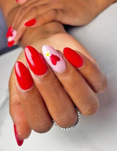 Grandeur Artistry - Red Nails with heart accent art a