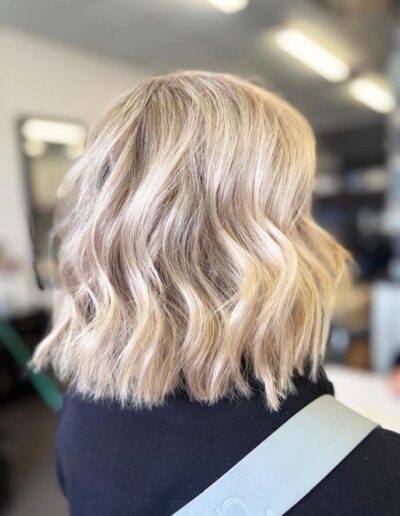 Plaits Hair Design - Blonde blunt cut Bob