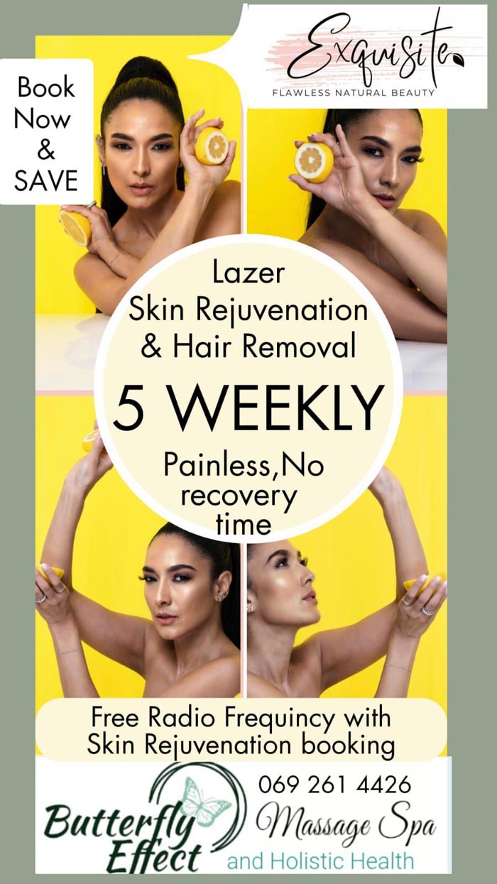 Butterfly Effect Holistic Health and Massage - Laser hair Removal and Skin Rejuvenation - 5 weekly Promo - KROONSTAD