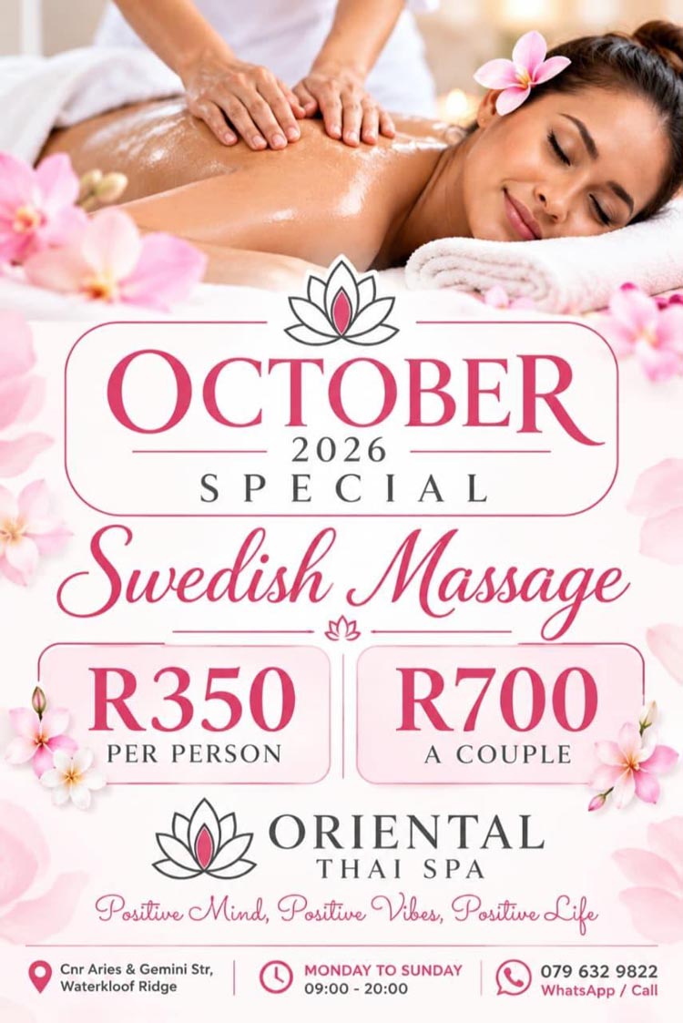 Oriental Thai Spa - October Special - Swedish Massage - single or coupes